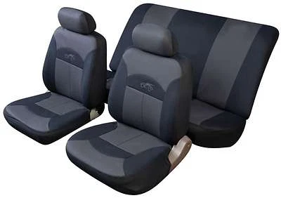 FUJI UNIVERSAL FULL SET SEAT PROTECTOR COVERS GREY & BLACK SMOOTH PADDED FABRIC - Image 1 of 2