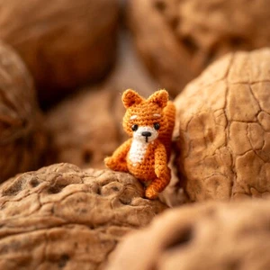 Handmade Miniature Crochet Squirrel – Collectible Art Doll, dollhouse miniatures - Picture 1 of 7