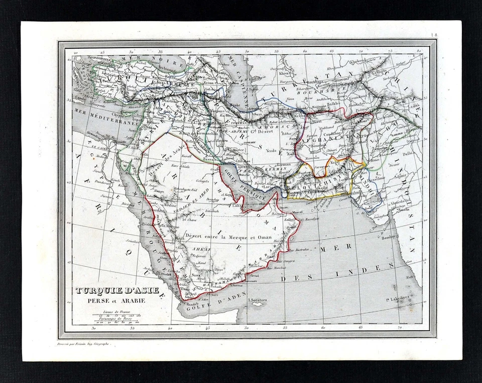 1835 Monin Antique Map Turkey in Asia Arabia Syria Persia Iran Afghanistan Iraq - Image 1 of 1