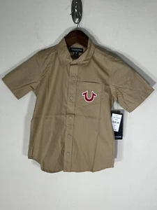 New $70 True Religion Boys Size 6 Button-Front Casual Shirt Short Sleeve - Picture 1 of 7