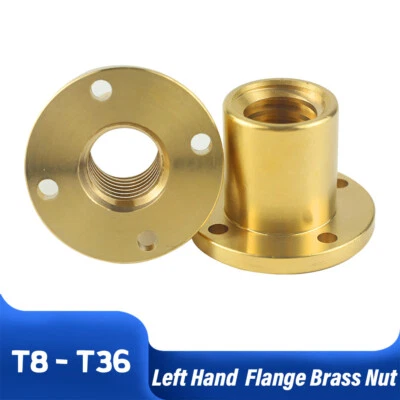 T8 T10 T12 T14 T16-T36 Left Hand Round Flange Trapezoidal Brass Nut Threaded Nut - Image 1 of 4