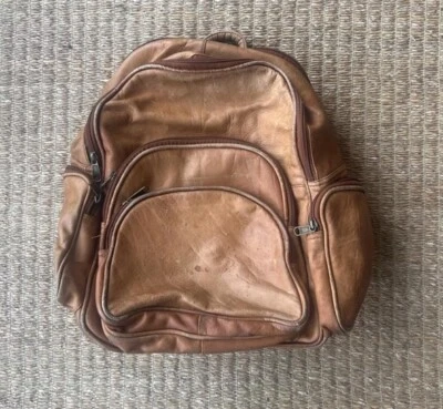 Mochila de cuero vintage diseño castaño Foto 1 de 3