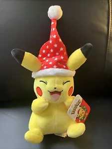 Pokemon Pikachu Plush 9 Inches With Santa Hat Holiday -New With Tags - Picture 1 of 5