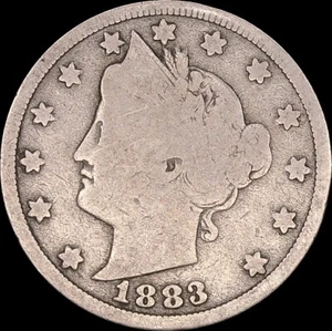 1883 5C Liberty "V" Nickel "No Cents" Uncertified Circulated - Picture 1 of 2