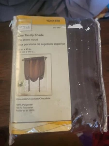 OXFORD Chocolate Brown Roman Window Valance Curtain Tie Up Shade NIP 40"x45" - Picture 1 of 3