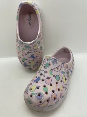 Cat & Jack Toddler Girl Size 6 Slip On Light Pink FRUIT Print Water Shoes - Image 1 of 4