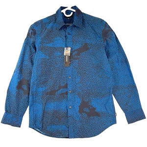 DIESEL Mens Luxxx Long Sleeve Polka Dot Button Down Shirt Blue Small (MSRP $150) - Picture 1 of 11