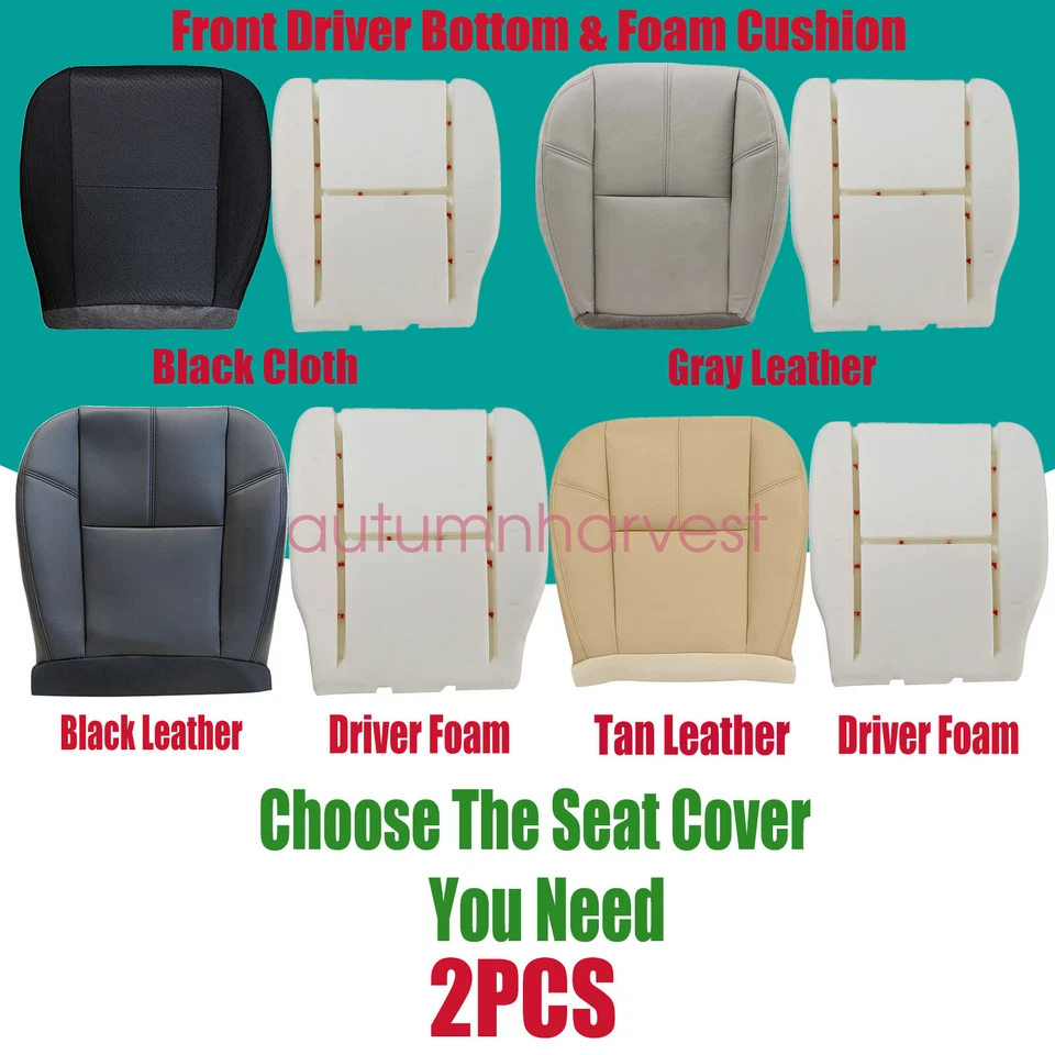 For 2007 2008 2009 2010 2011 GMC Sierra 1500 2500 Driver Bottom Seat Cover+Foam - Image 1 of 4