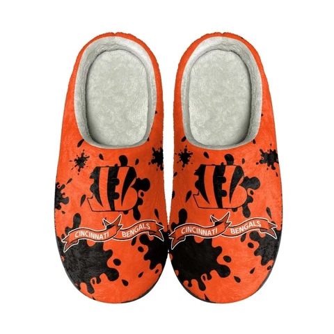 Cincinnati Bengals Fleece Slippers Unisex Indoor Non-Slip Winter House Shoes Cover