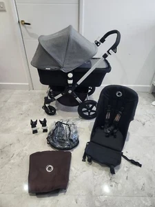 Bugaboo Cameleon3 Black & Grey Melange Pushchair Stroller Pram Set - Picture 1 of 19