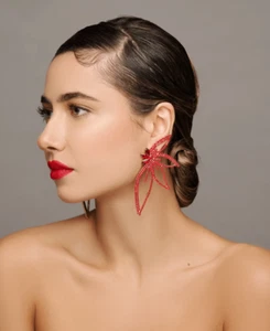 Elegant Crystal Flower Statement Earrings Lightweight Glam Party Jewellery - Picture 1 of 25