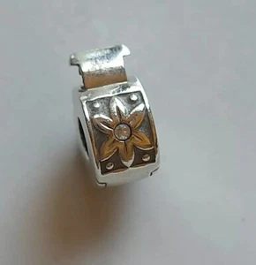 Chamilia sterling silver 925 grey petals cz bracelet charm clip lock - Picture 1 of 2