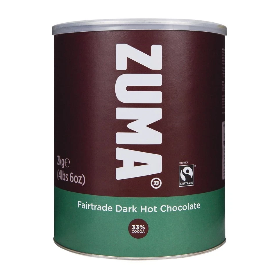 Zuma Fairtrade Dark Hot Chocolate 33 Percent Cocoa 2kg Tin Rich Mix - Image 1 of 1