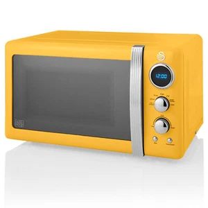 Retro Digitale Mikrowelle 20L, 5 Leistungsstufen, Auftauen, Timer 800W SWAN SM22 - Bild 1 von 6