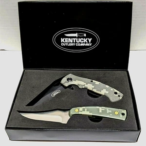 Kentucky Cutlery Company Camo KNIFE SET - Folding Knife w/ Clip, Knife w/ Sheath - Picture 1 of 10