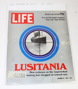 Life Magazine October 13 1972 Lusitania FBI Ted Terrific (5.5) Fine– (FN-) B&B - Picture 1 of 1