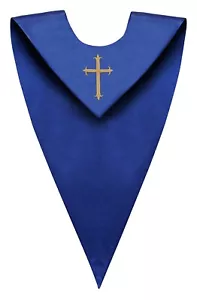 Estola de coro azul real con cuello en V - Imagen 1 de 2