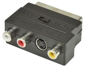 SCART To 3 RCA Composite Phono Adaptor with In Out Switch Converter SVHS S Video