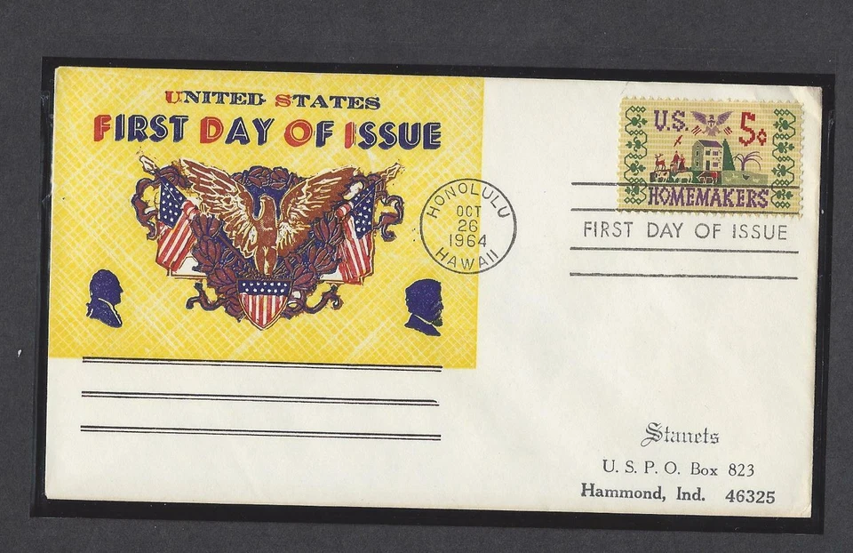 USA 1964 STANETS HOME MADE ONE OF A KIND FIRST DAY COVER HOMEMAKERS - Image 1 of 1