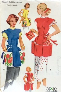 Vtg McCalls Pattern 1713 Cobbler Apron & Potholder Sz Small UNCUT With Transfer - Picture 1 of 3
