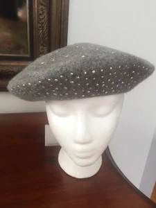 NWT Calvin Klein Gray Rhinestones Wool Blend Beanie Women's One Size - Picture 1 of 5