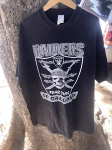 Vtg Oakland Raiders Nation T Shirt 90s Y2K Football NFL Double Sided 3XL Rare - Picture 1 of 3