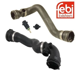 FEBI UPPER & LOWER RADIATOR HOSE SET With O.E.M.TEMPERATURE SENSOR BMW E46 - Foto 1 di 1