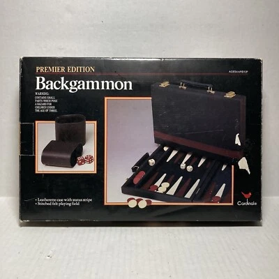Vintage 1993 Cardinal Backgammon Game Premier Edition Blue Leatherette Case - Image 1 of 4