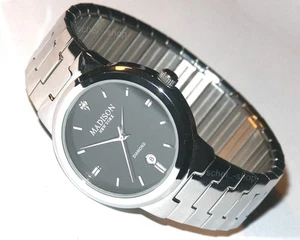 MADISON N.Y. Diamond - Herren-Armbanduhr - Edelstahl Zugband, Datum, Quarz - Neu - Bild 1 von 4