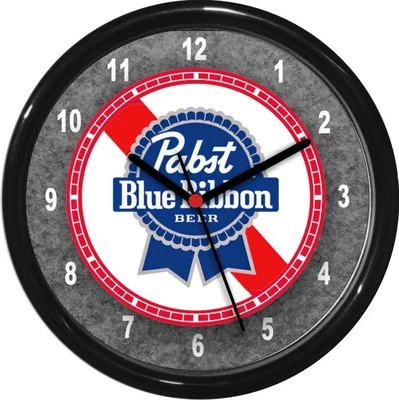 CLOCKS AND CABOODLE Pabst Blue Ribbon Beer Wall Clock Man Cave Den Rec Room
