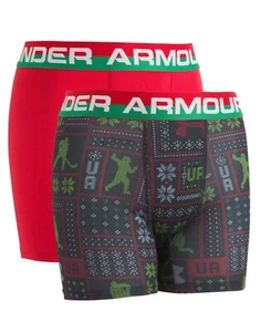 Boy's Under Armour 2-Pack Holiday Heatgear Boxers, Size Small  E2307 - Picture 1 of 1