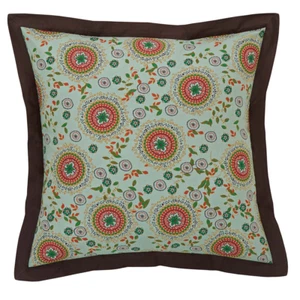 Tela Capri Euro Sham-BOHO Estampado Floral-Brida Marrón-Cierre Corbata-26" Cuadrado - Imagen 1 de 2