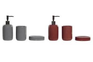 BAGNO SET LAVABO CERAMICA VERNICE BORDEAUX GRIGIO SAPONE DISPENSER SPAZOLINI - Foto 1 di 3