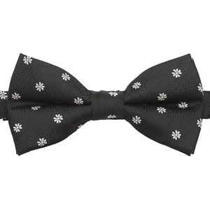 Schwarze Herrenfliege gewebt Blumen Gänseblümchen formell Hochzeit vorgebunden Fliege von DQT - Bild 1 von 3