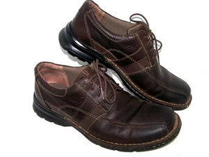 Clarks 86235 Espace SZ10 med Brown Leather Bicycle Toe 4-Eye Casual Oxford Men's - Picture 1 of 9