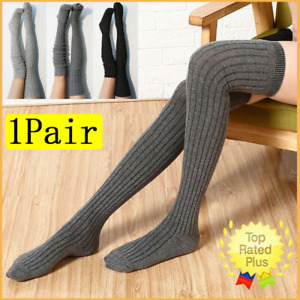 1Pair Women Winter Warm Cable Knit Over knee Long Boot Thigh-High Socks Leggings