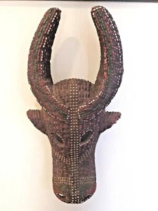 African Mask Bamileke Beaded Water Buffallo Mask - Picture 1 of 4