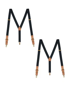 Buyless Fashion Leather End 2 Pack Suspender Men - 48" Adjustable Straps 1" - Y - Picture 1 of 84