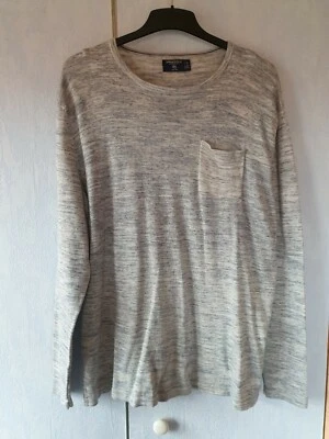 Springfield Pullover grau blau meliert 3XL XXXL Rundhals Patches + Tasche neuwer - Bild 1 von 4