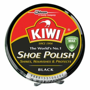 KIWI Shoe Boot Polish Wax Glossy Shines Nourishes Protects # BLACK 45 ml. - Picture 1 of 3
