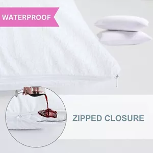 4er-Pack Wasserdichte Kissenhülle mit Reißverschluss Schutz Kissenbezug Frottee Anti Bug Abdeckungen - Bild 1 von 24