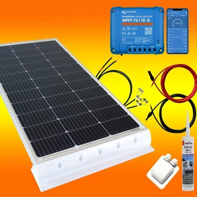 BAU-TECH SOLARENERGIE 100 Watt Smart Wohnmobil Solaranlage Set mit Victron 75/10 inkl. Bluetooth 100W