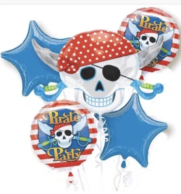 Set Of Five Pirate Party Birthday Mylar Balloons Bouquet From Anagram New! - Image 1 of 3