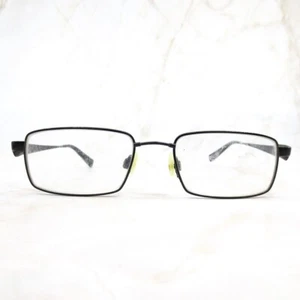 Flexon 454 Marchon Eyeglasses Frame Men's Black Chrome Rectangular 51-18-140 - Picture 1 of 10