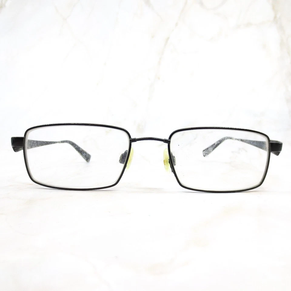 Flexon 454 Marchon Eyeglasses Frame Men's Black Chrome Rectangular 51-18-140 - Image 1 of 4