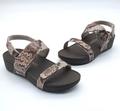 Vionic Bolinas Women's Size 6 Leather Snake Print Slingback Wedge Sandals - Image 1 of 4