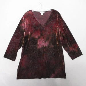 Top Susan Lawrence Plus 3x Terciopelo Floral Oscuro Burnout Capricho Y2K Bosque Gótico - Imagen 1 de 11