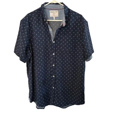 International Report Shirt Mens XL Turquoise Floral Button Down 4 Way Stretch - Image 1 of 3