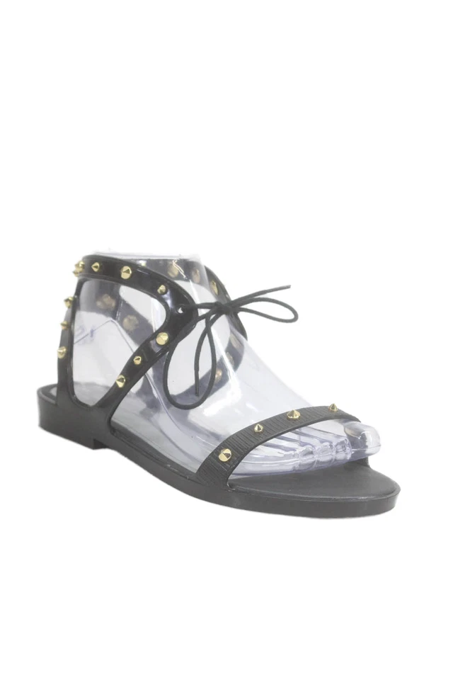 Melissa + Jason Wu Womens Studded Lace Up Slingbacks Sandals Black Size 7 - Image 1 of 4