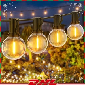 15M/30M LED Lichterkette Außen Strom Outdoor Glühbirnen mit 25/50er G40 Birnen - Bild 1 von 20
